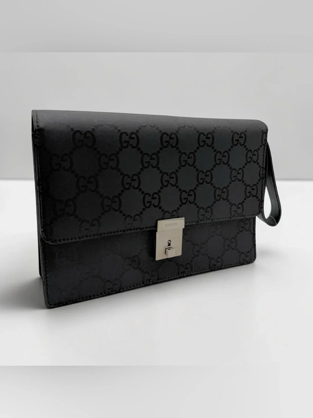 Gucci Black GG Canvas Clutch Case